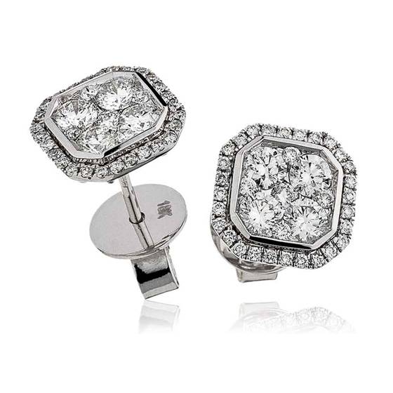 1.15ct VS/F-G Round Diamond Cluster Earrings