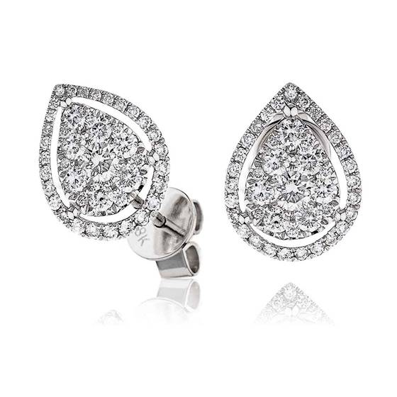 0.85ct VS/E-F Halo Cluster Earrings