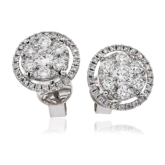 0.90ct VS/E-F Round Diamond Cluster Earrings