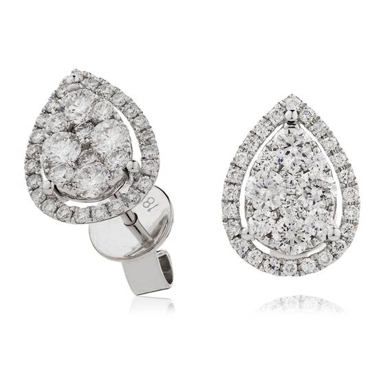 0.75ct VS/F-G Round Diamond Cluster Earrings