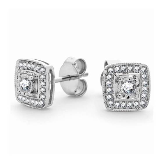 0.28ct VS/E-F Round Diamond Halo Earrings