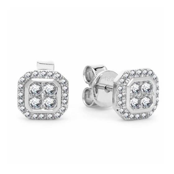 0.24ct VS/E-F Round Diamond Halo Earrings