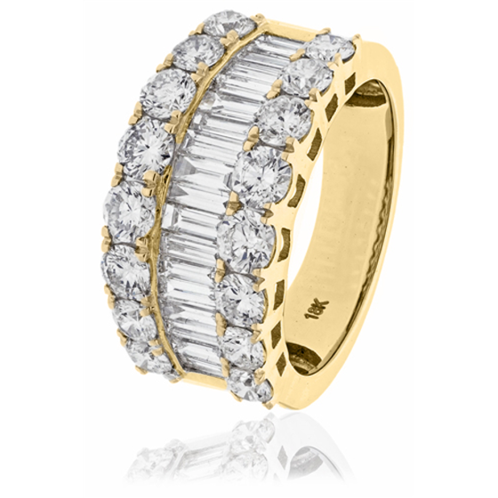 3.00ct VS/F-G Round and Baguette Dress Ring