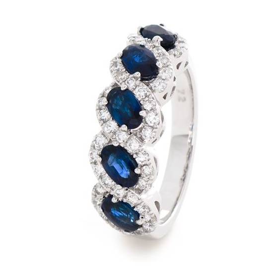 1.66ct VS/E-F Blue Sapphire and Diamond Eternity Ring