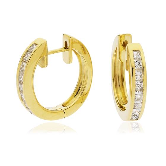 1.00ct VS/F-G Princess Cut Diamond Hoop Earrings