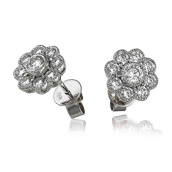 1.10ct VS/E-F Round Diamond Halo Earrings