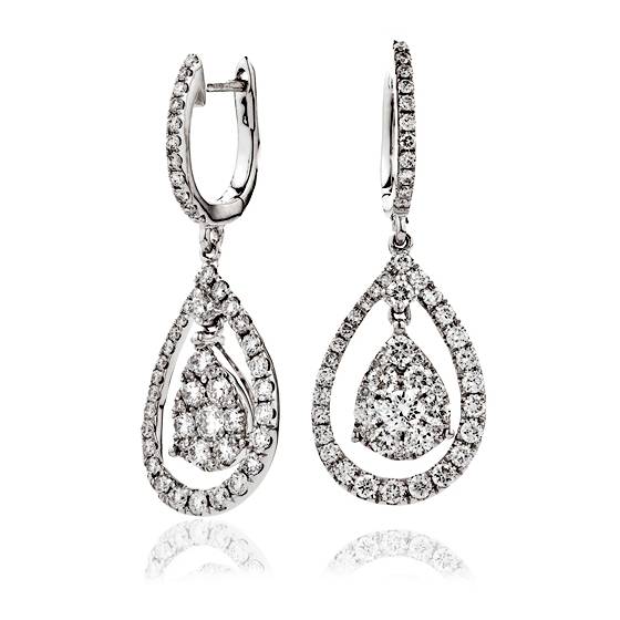 1.50ct VS/F-G Round Drop Earrings