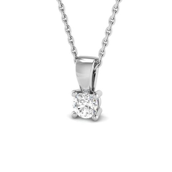 0.20ct SI2/G Round cut Diamond Solitaire Pendant in 18k White Gold