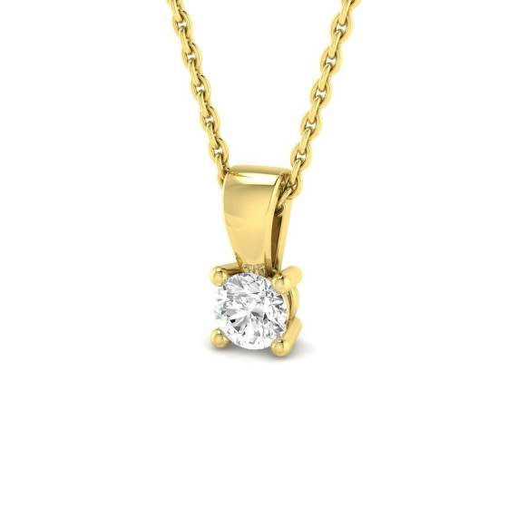 0.20ct SI2/G Round cut Diamond Solitaire Pendant in 18k Yellow Gold