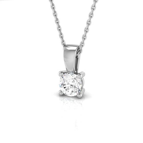 0.51ct SI2/G Round cut Diamond Solitaire Pendant in 18k White Gold