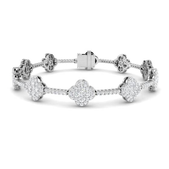 3.94ct SI2/G Round cut Diamonds Designer Bracelet in 9k White Gold