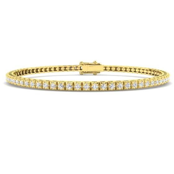 1.03ct SI2/G Round cut Diamonds Tennis Bracelet in 9k Yellow Gold