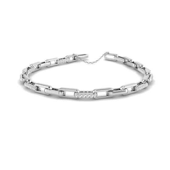 0.93ct SI2/G Round cut Diamonds Designer Bracelet in 9k White Gold