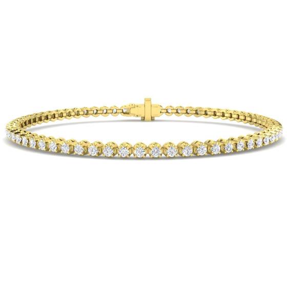 1.92ct SI2/G Round cut Diamonds Tennis Bracelet in 18k Yellow Gold