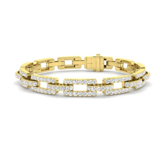 5.03ct SI2/G Round cut Diamonds Designer Bracelet in 9k Yellow Gold