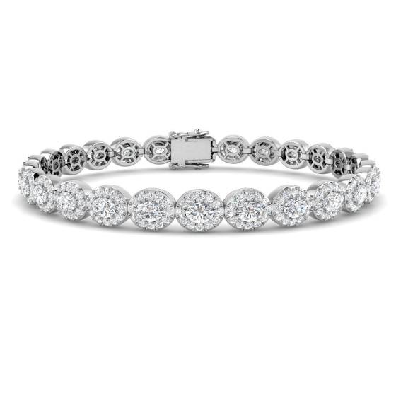 5.90ct SI2/G Oval cut Diamonds Halo Bracelet in 18k White Gold