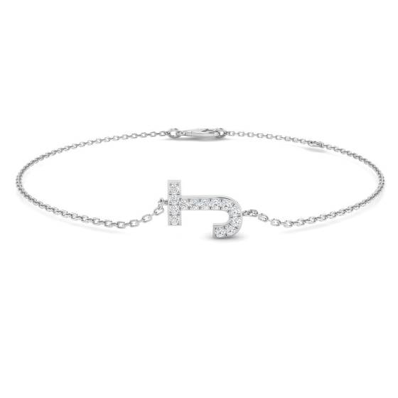 0.09ct SI2/G Round cut Diamonds Initials Bracelet in 9k White Gold