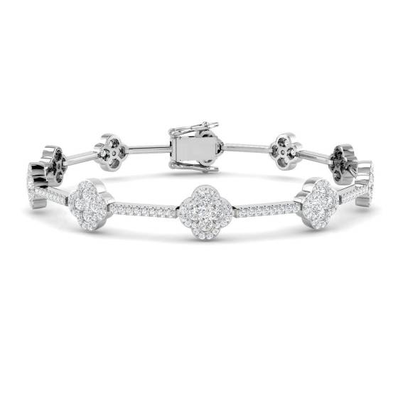 2.72ct SI2/G Round cut Diamonds Designer Bracelet in 18k White Gold