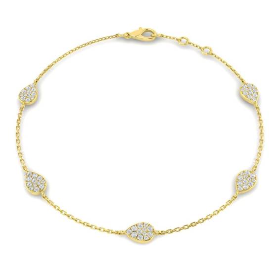 0.33ct SI2/G Round cut Diamonds Designer Bracelet in 18k Yellow Gold