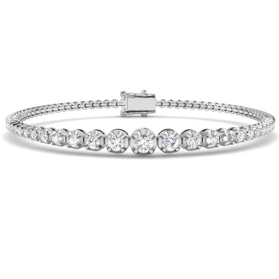 1.76ct I1/G Round cut Diamond Tennis Bracelet in 9k White Gold