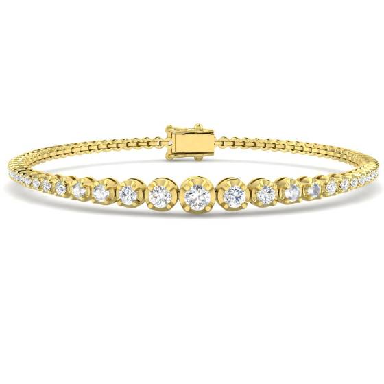 1.76ct I1/G Round cut Diamond Tennis Bracelet in 9k Yellow Gold