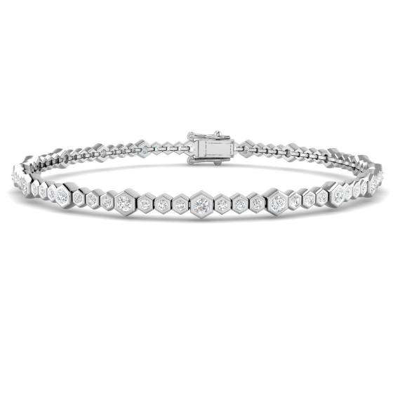 1.65ct SI2/G Round cut Diamonds Tennis Bracelet in 9k White Gold