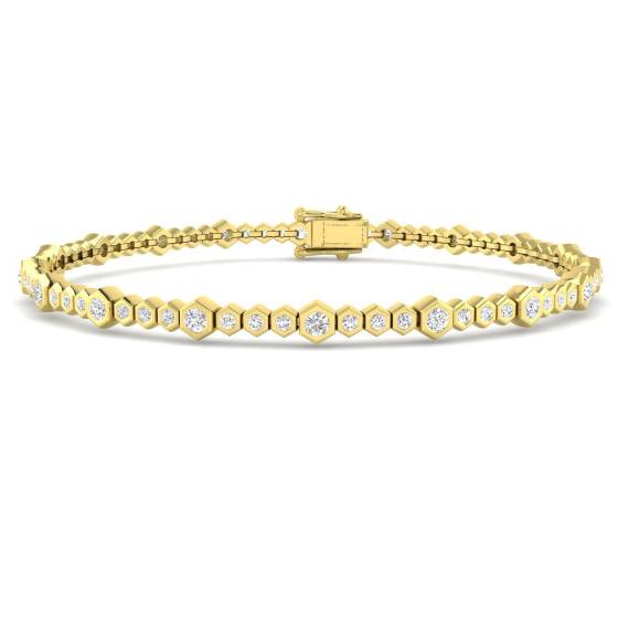 1.65ct SI2/G Round cut Diamonds Tennis Bracelet in 18k Yellow Gold