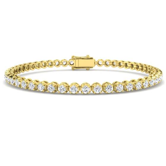 3.05ct I1/G Round cut Diamonds Tennis Bracelet in 9k Yellow Gold