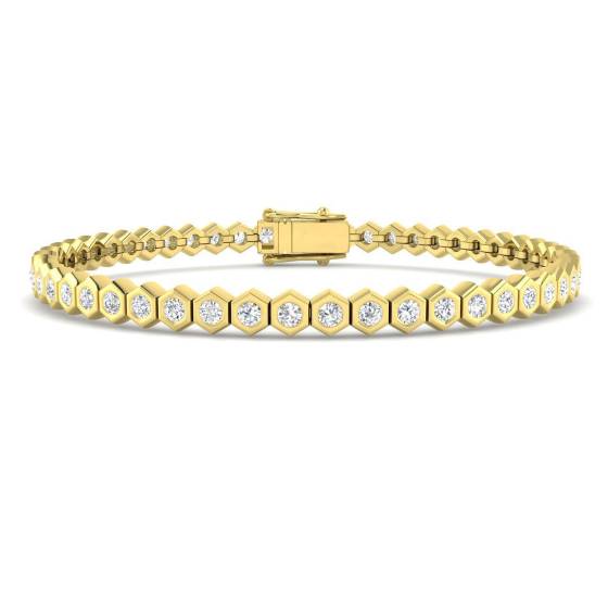 2.94ct SI2/G Round cut Diamonds Tennis Bracelet in 18k Yellow Gold