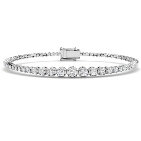 1.07ct I1/G Round cut Diamonds Tennis Bracelet in 9k White Gold