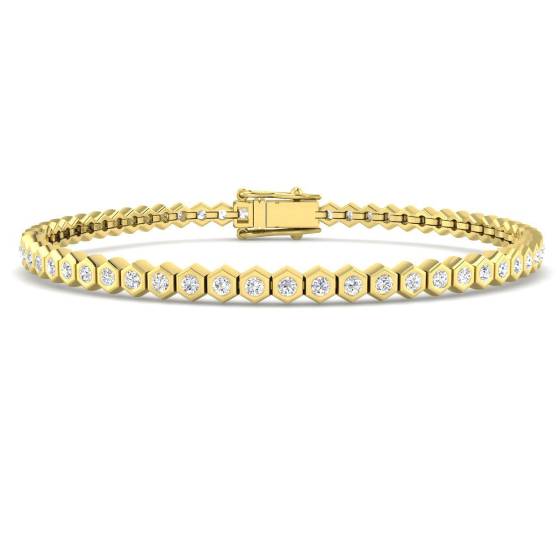 1.52ct SI2/G Round cut Diamonds Tennis Bracelet in 18k Yellow Gold