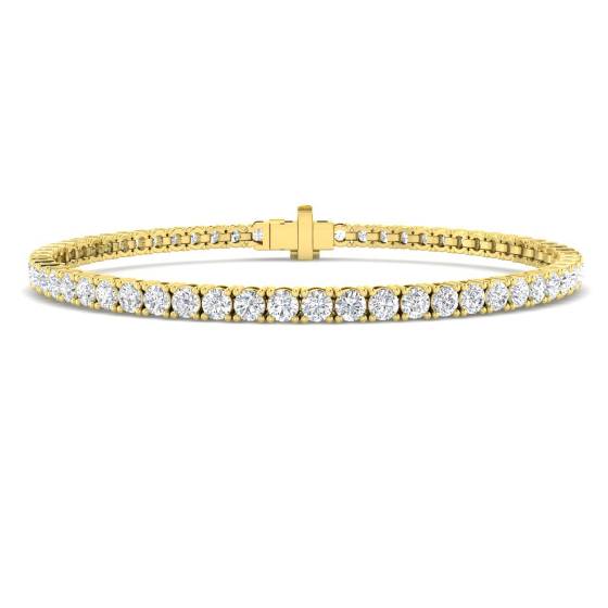 4.56ct VS/F Round cut Labgrown Diamond Tennis Bracelet in 9k Yellow Gold