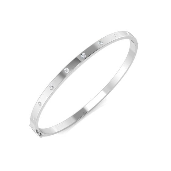 0.51ct SI2/G Round cut Diamonds Fancy Bangle in 9k White Gold