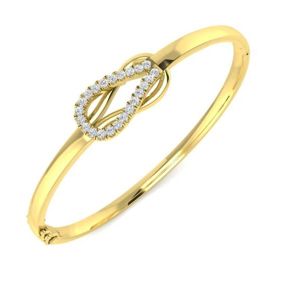 0.51ct SI2/G Round cut Diamonds Fancy Bangle in 9k Yellow Gold