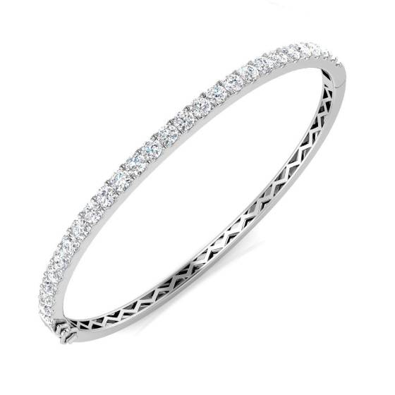 3.00ct VS/F Round cut Labgrown Diamonds Fancy Bangle in 9k White Gold