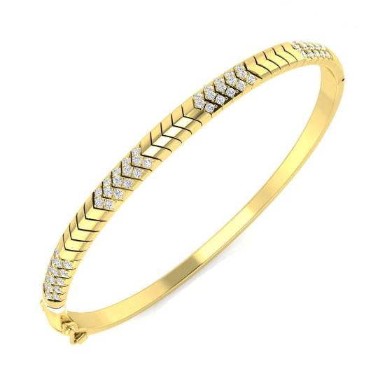 0.70ct SI2/G Round cut Diamonds Fancy Bangle in 9k Yellow Gold