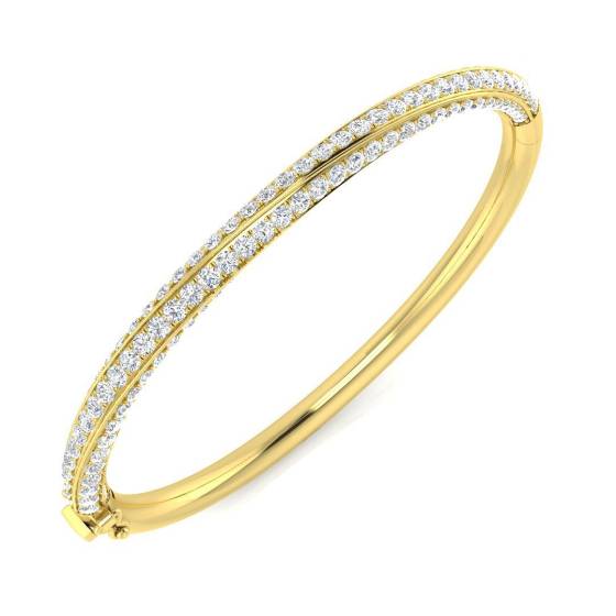 4.50ct SI1/G Round cut Diamonds Fancy Bangle in 18k Yellow Gold