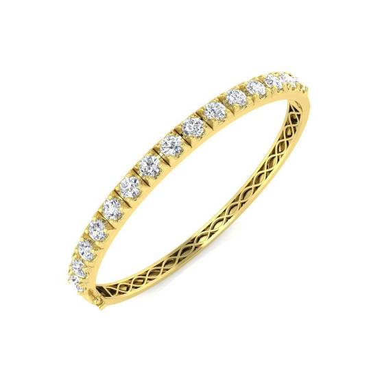 2.88ct SI2/G Round cut Diamonds Fancy Bangle in 9k Yellow Gold