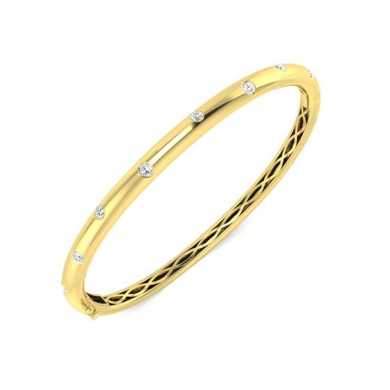 0.40ct SI2/G Round cut Diamonds Fancy Bangle in 9k Yellow Gold