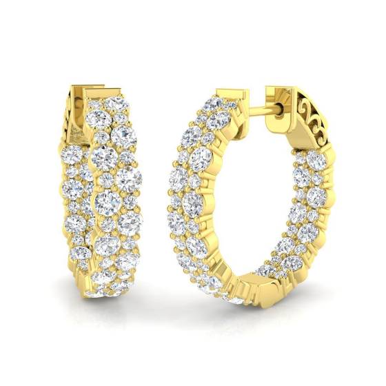 1.69ct SI2/G Round cut Diamond Hoop Earrings in 18k White Gold