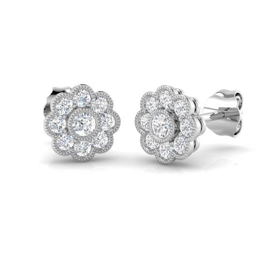 0.51ct I1/G Round cut Diamond Designer Earrings in 9k White Gold