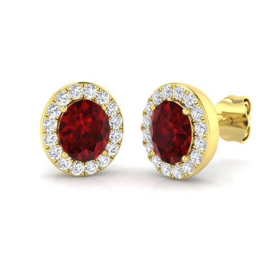 1.99ct SI2/G Round cut Ruby Gemstone Earrings in 18k Yellow Gold