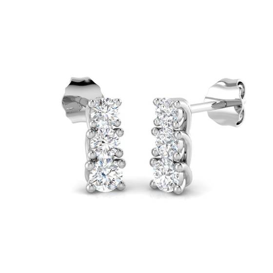 0.60ct SI2/G Round cut Diamond Drop Earrings in 18k White Gold