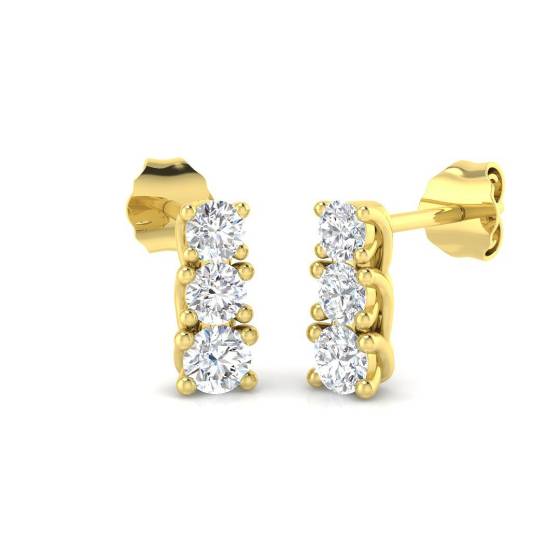 0.60ct SI2/G Round cut Diamond Drop Earrings in 18k Yellow Gold