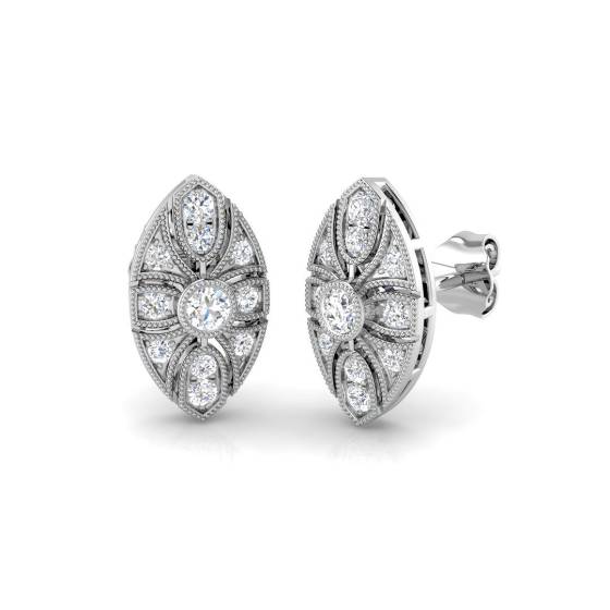 0.33ct SI2/G Round cut Diamond Designer Earrings in 18k White Gold