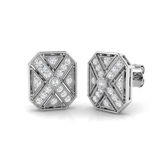 0.33ct SI2/G Round cut Diamond Designer Earrings in 18k White Gold