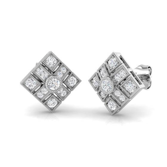 0.31ct SI2/G Round cut Diamond Designer Earrings in 18k White Gold