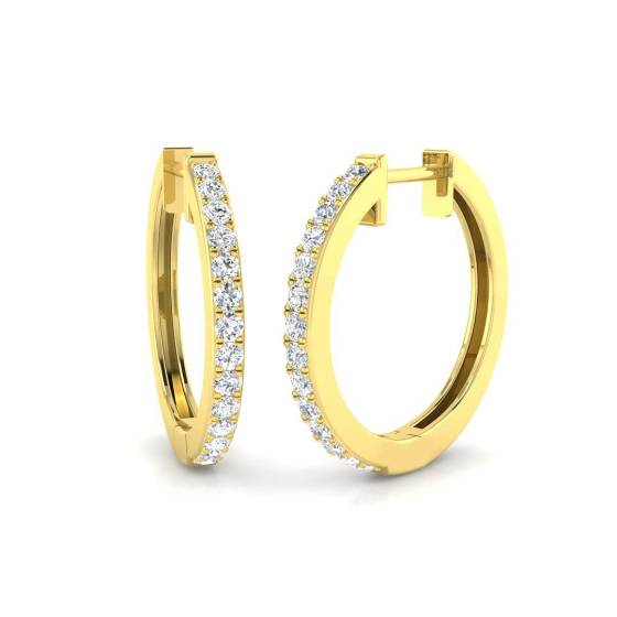 0.46ct SI2/G Round cut Diamond Hoop Earrings in 9k Yellow Gold