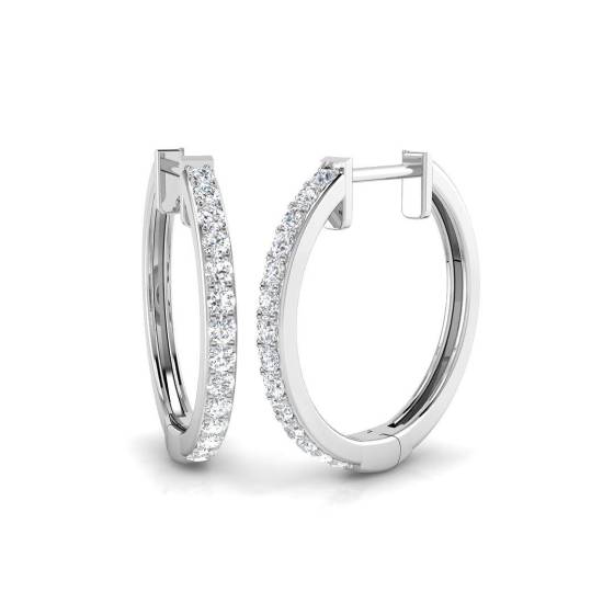 0.27ct I1/G Round cut Diamond Hoop Earrings in 9k White Gold