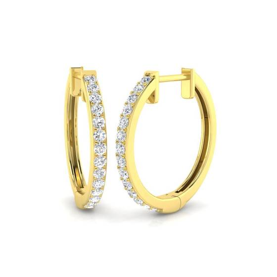 0.27ct I1/G Round cut Diamond Hoop Earrings in 9k Yellow Gold